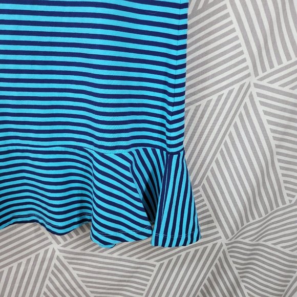 Lands End Shirt Dress Size XXS 00-0 Athleasure Striped Ruffle Hem Stretch Womens - Picture 3 of 6